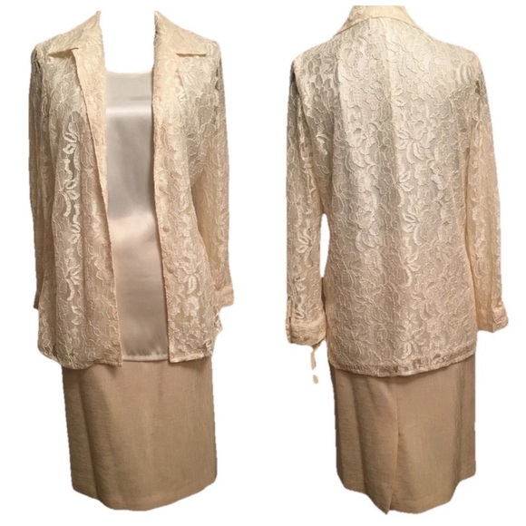 VTG Allison Daley Top Satin Lace Sleeves SZ PS-VTG Dillard’s Kasper Skirt SZ 8P - Picture 1 of 16